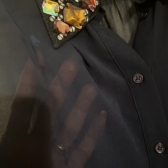 Eight Sixty Button Down Semi Sheer Top - Picture 4 of 5